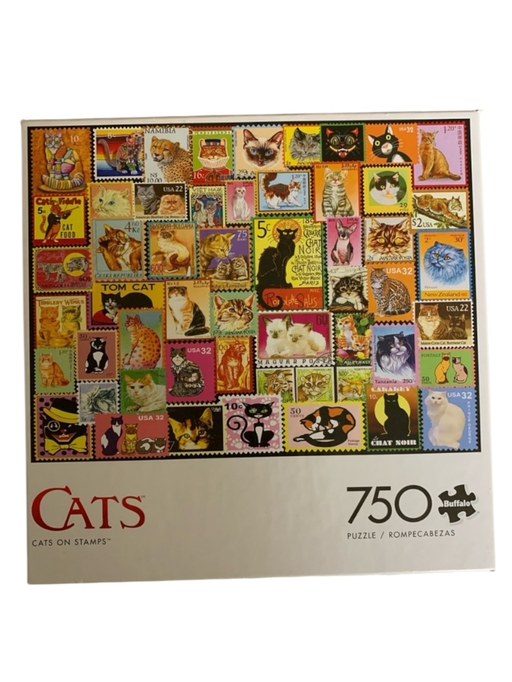 Buffalo Cats On Stamps 750 Piece Jigsaw Puzzle-Complete-Poster-Collage